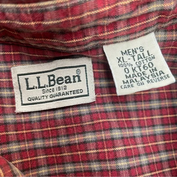 Vintage 90s LL Bean Plaid S/S Button Down Shirt Size XL Tall - Picture 4 of 4